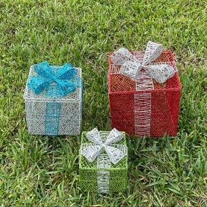 Red,green and silver present boxes Christmas decoration